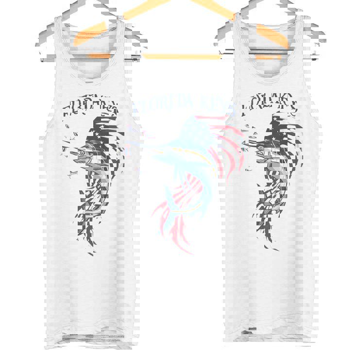 アメリカ国旗 愛国的 カジキ マーリン フロリダの鍵 タンクトップ