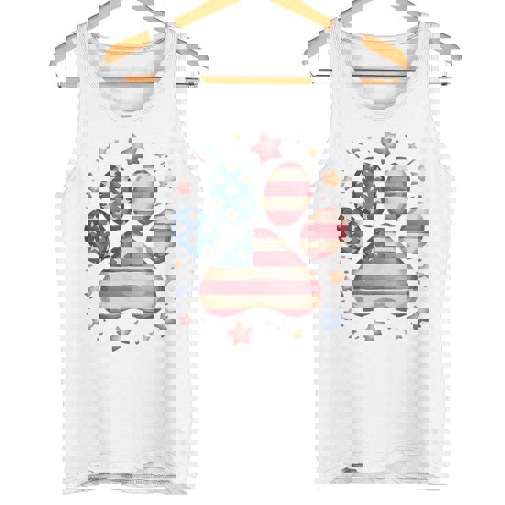 アメリカ国旗 愛国的な犬と猫の足跡プリント 7月4日 犬 タンクトップ