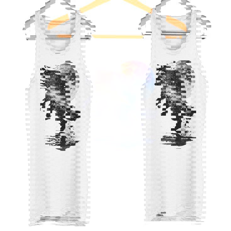 アライグマ アニマルモチーフ ムーンアート アニマルプリント アライグマ タンクトップ