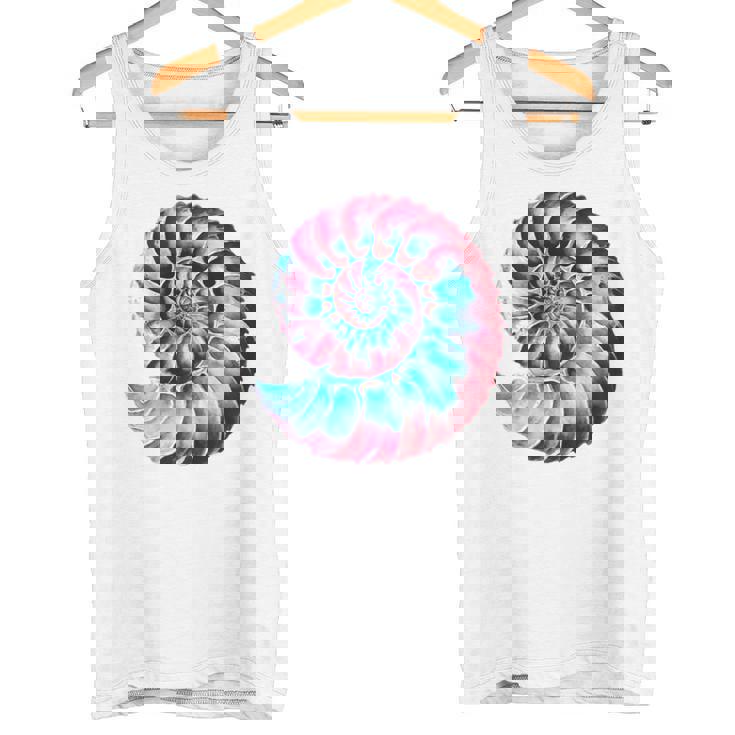 アンモナイトスパイラル貝殻 長袖tシャツ タンクトップ