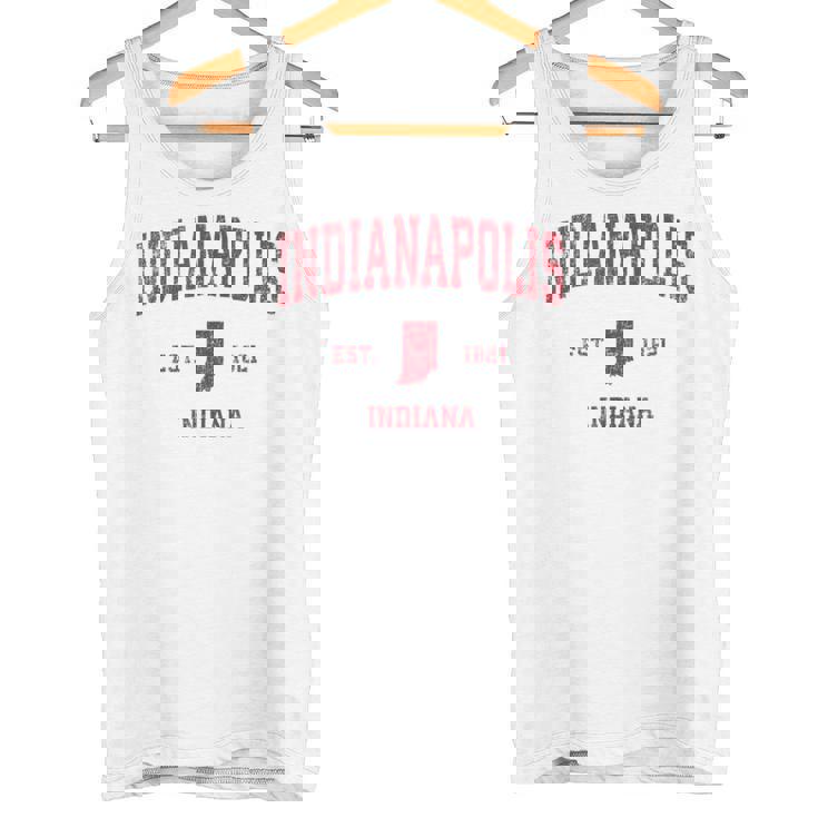 インディアナポリス インディアナ州 ヴィンテージ スポーツ デザイン レッド プリント タンクトップ