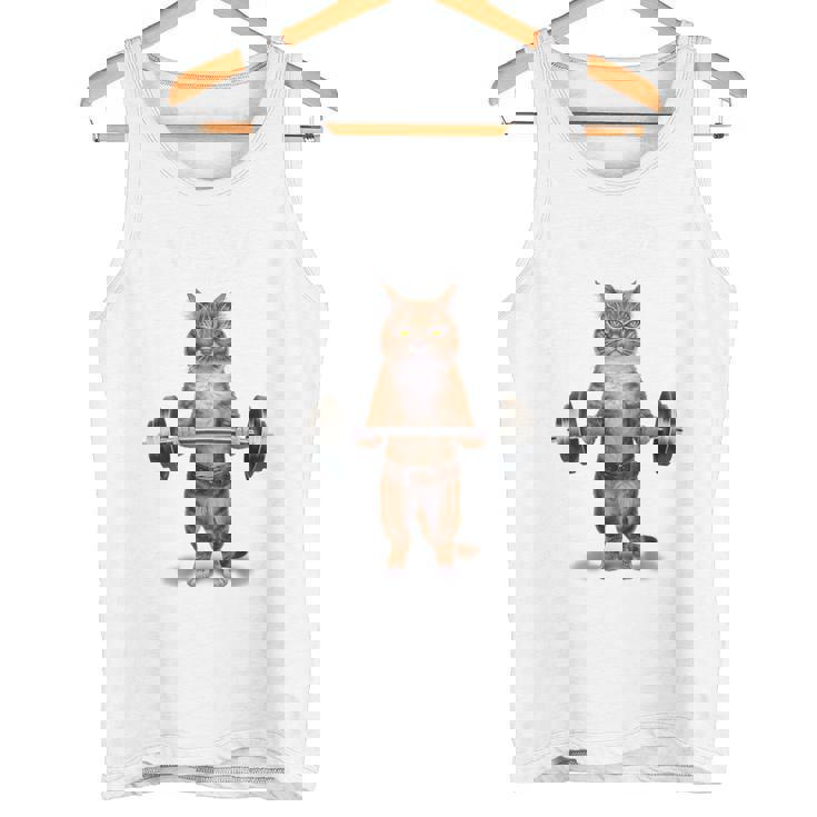 ウェイトリフティング 筋トレ バーベル やる気がないなら家に帰れ 赤毛 猫 ねこ タンクトップ