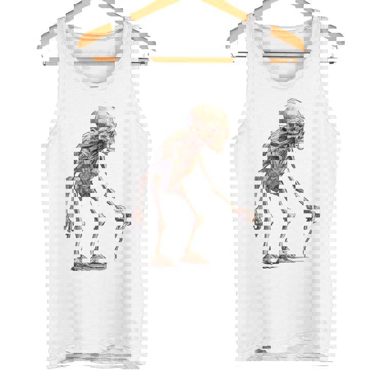 エイリアン スケルトン クリーチャー 松葉杖 スティック タンクトップ