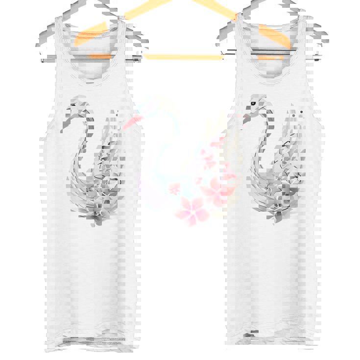 エレガントな白鳥の花 タンクトップ