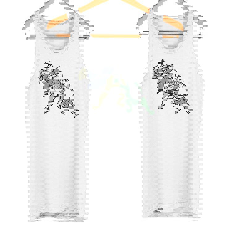 カエル 相撲 伝統 浮世絵 のようなカエルイラスト かわいい 渋かっこいい ワンポイント タンクトップ