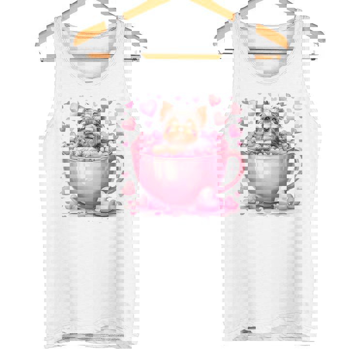 カップに入った子犬 長袖tシャツ タンクトップ