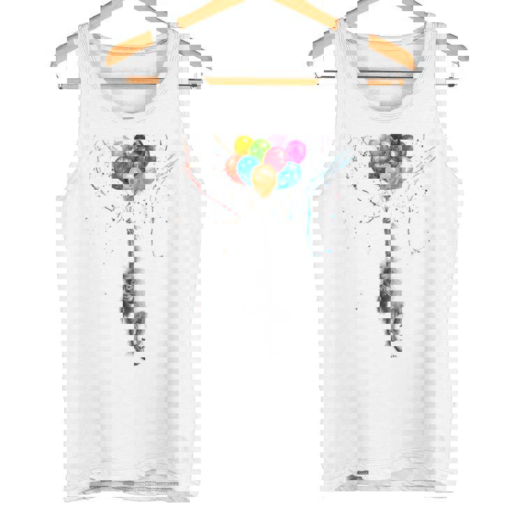 カラフルな顔 赤ちゃん オランウータン ハンギングバルーン グラフィック 猿 タンクトップ