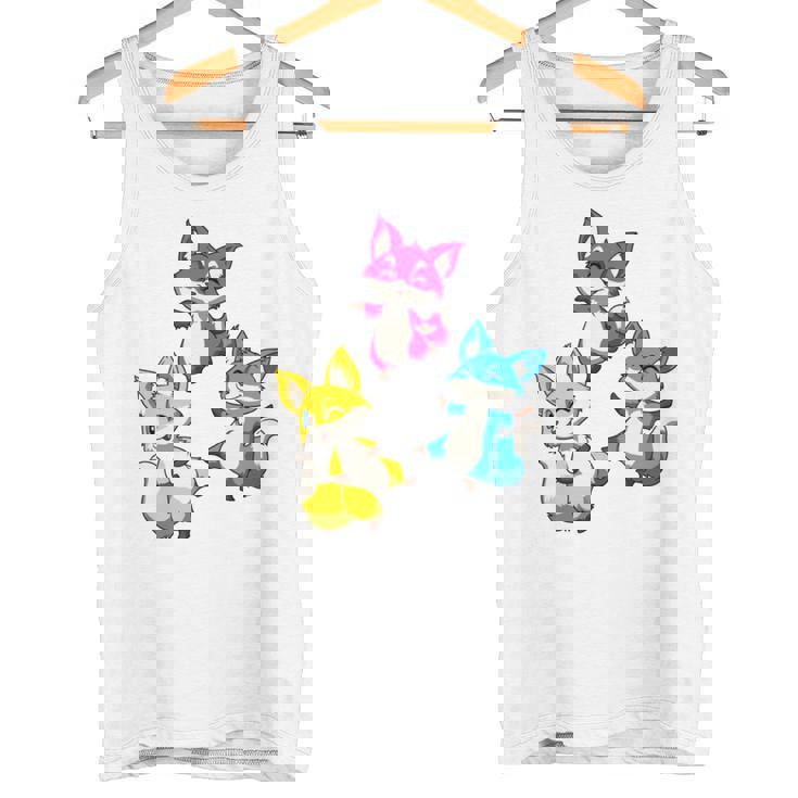 カワイイ・パンセクシュアル・プライド・フォックス 長袖tシャツ タンクトップ