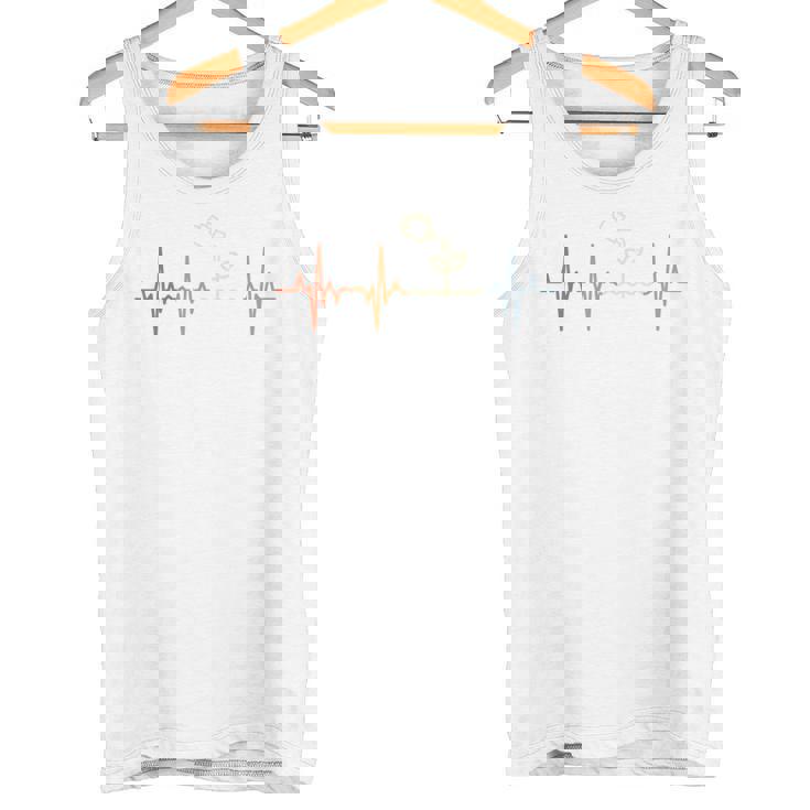 ガーデニング心電図レトロ園芸家脈線心拍 長袖tシャツ タンクトップ