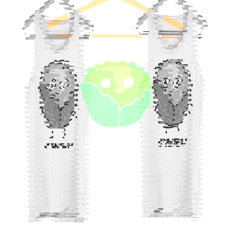 キャベツ 顔 イラスト かわいい おもしろ 面白い 簡単 シンプル ゆるい 野菜 タンクトップ