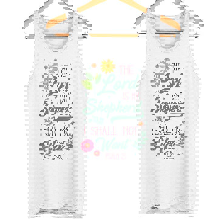 キリスト教聖書の詩 主は私の羊飼い 詩篇 23 花 タンクトップ