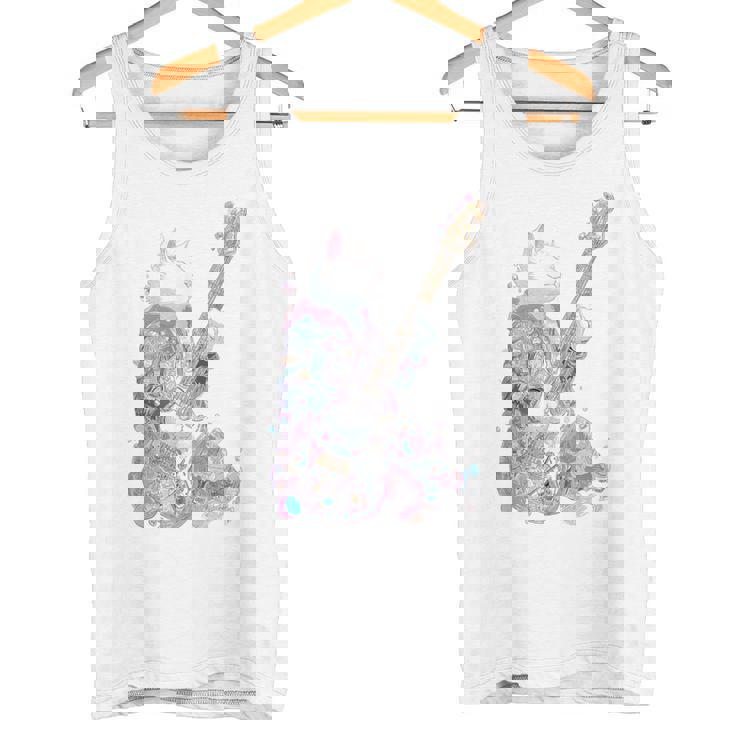 ギターを弾く猫 ネコ おもしろ かわいい ロック おしゃれ タンクトップ