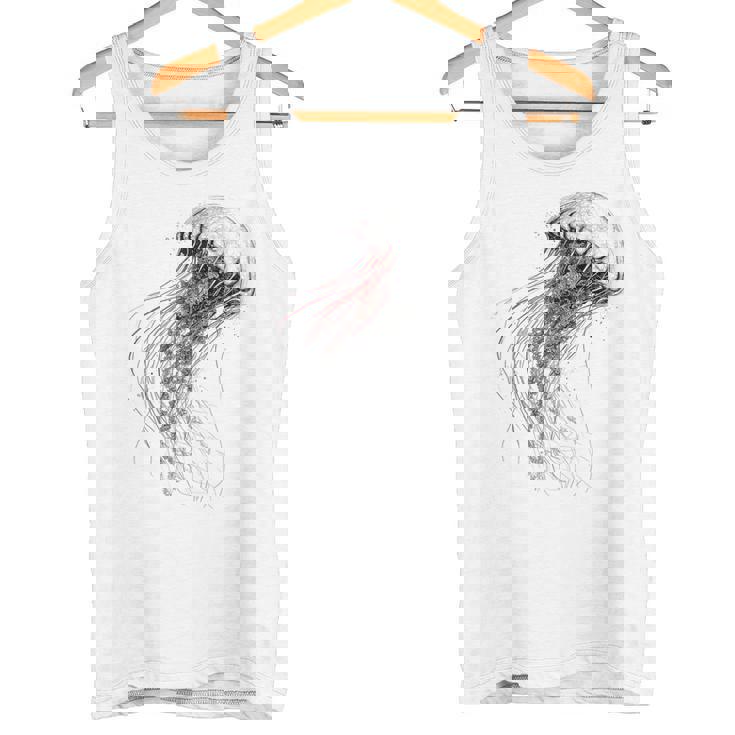 クラゲ 図面 グラフィック 動物 アート クラゲ タンクトップ