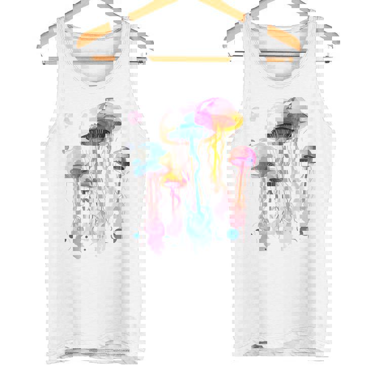 クラゲ 幾何学 動物 カラフル 抽象 アート クラゲ タンクトップ