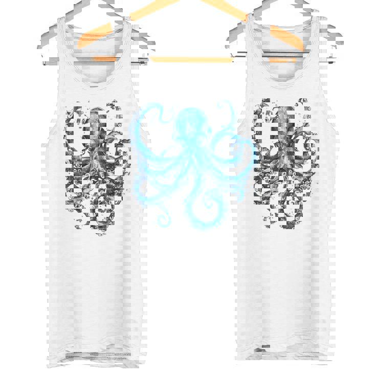 クール ブルー タコ 海 海 好き 触手 タコ好き タンクトップ