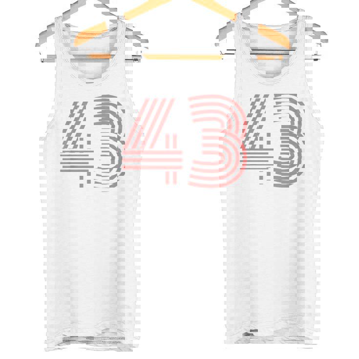 クールなレトロなレタリングジャージ、背番号43 Fourtythree タンクトップ