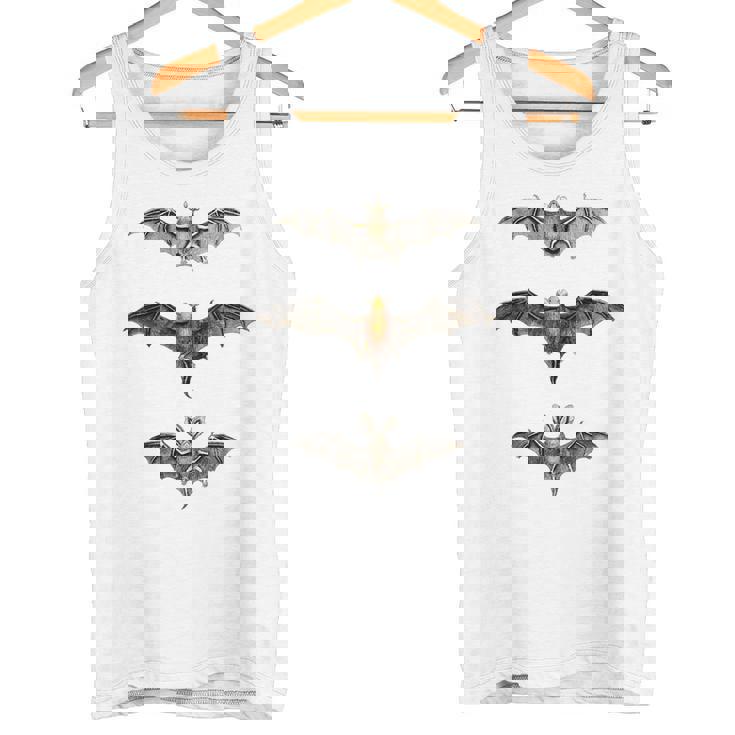 コウモリ 科学イラスト 描画 生物学 アート ハロウィン タンクトップ