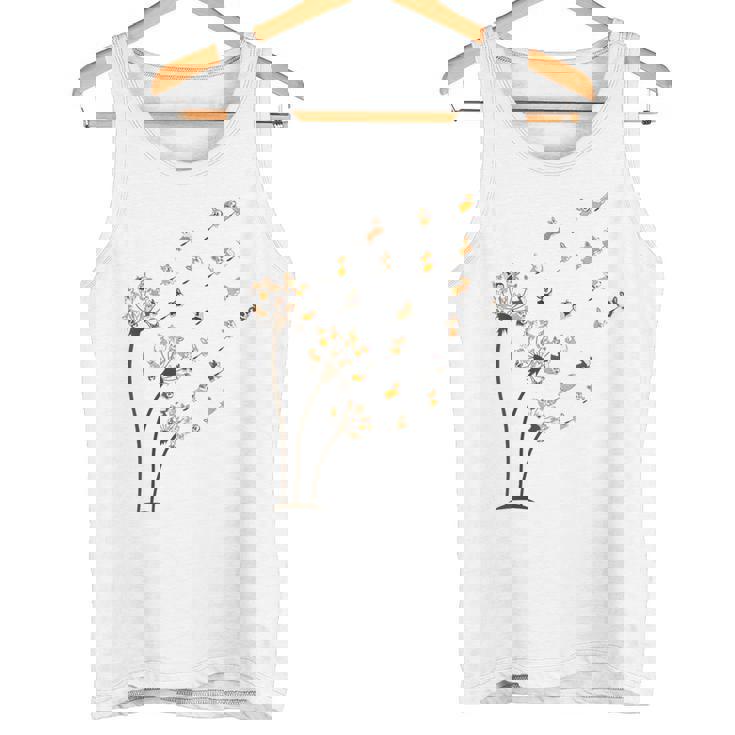 コーギー フラワー フライ タンポポ 面白い かわいい 犬好き ウェルシュ コーギー タンクトップ