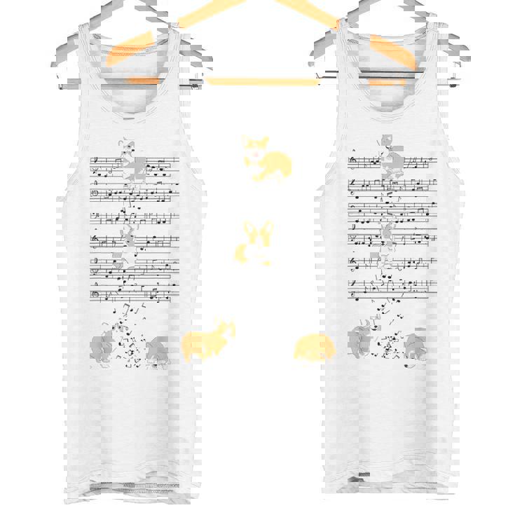 コーギー 犬 音符 音符 ミュージシャン かわいい コーギー 犬 タンクトップ