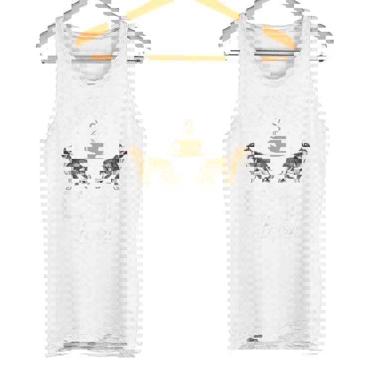 バックプリント コーヒーとジャーマン シェパード タンクトップ