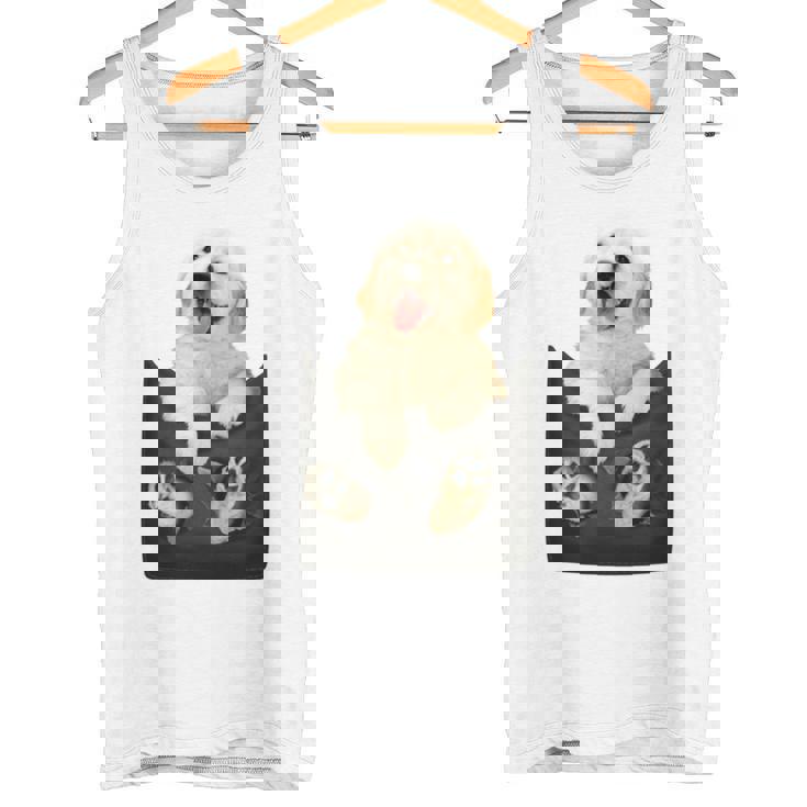 ゴールデンレトリバー ポケットに入った子犬 長袖tシャツ タンクトップ