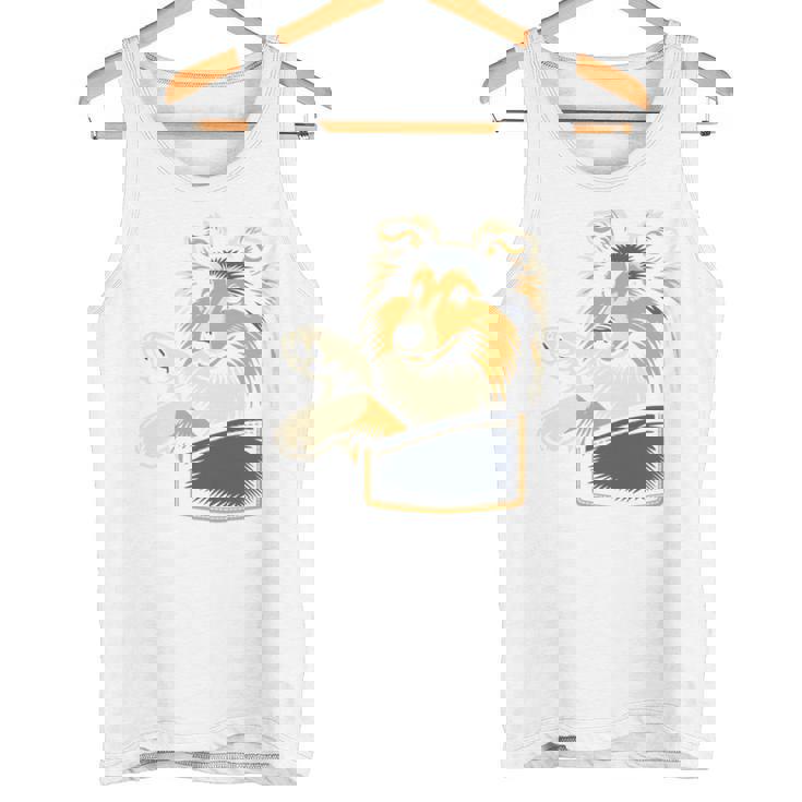 シェルティのグラフィック デザインを覗くかわいいシェットランド ・ シープドッグ 長袖tシャツ タンクトップ