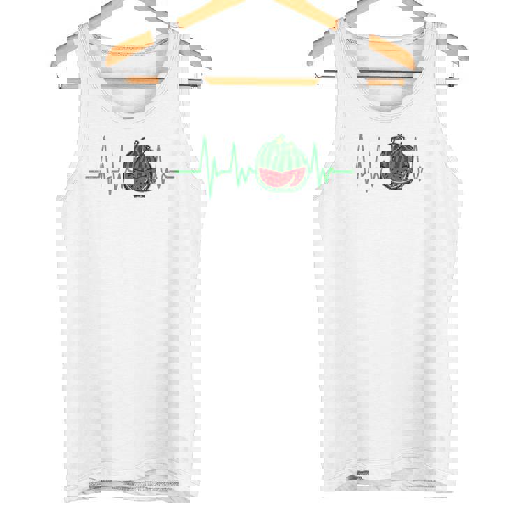 スイカ 農家 ハートビート ガーデニング 果物 農業 庭師 長袖tシャツ タンクトップ