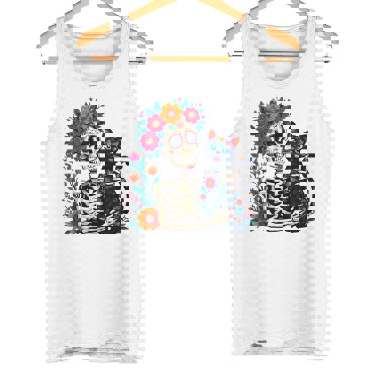 スケルトン ハグ 猫 シュガー スカル Día Los Muertos ハロウィン タンクトップ