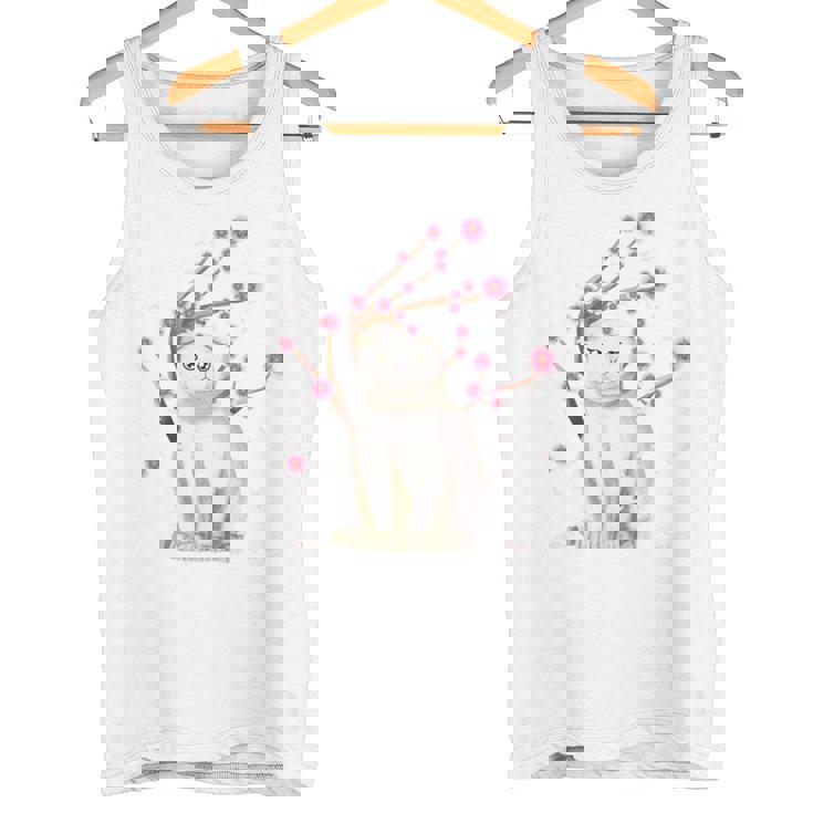 スコティッシュフォールド ネコ 桜の花 長袖tシャツ タンクトップ