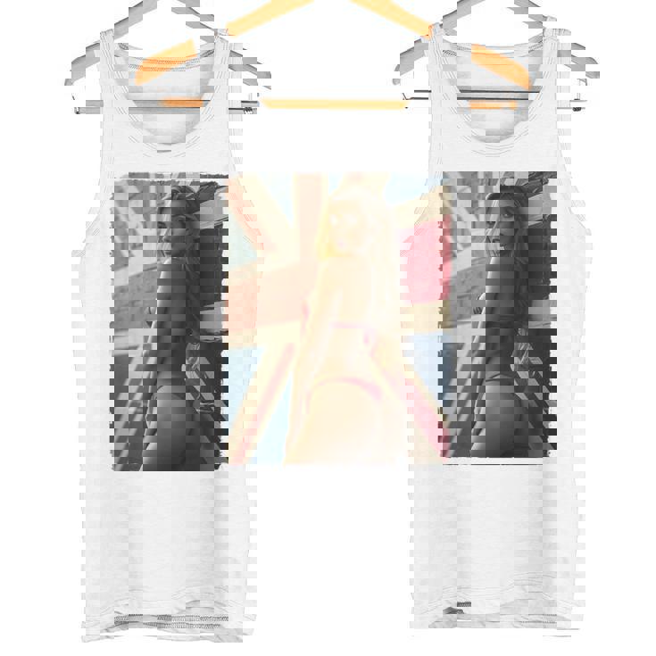 セクシーガールグラフィックtシャツ 「ホットピンナップガール&イギリスの旗」 長袖tシャツ タンクトップ