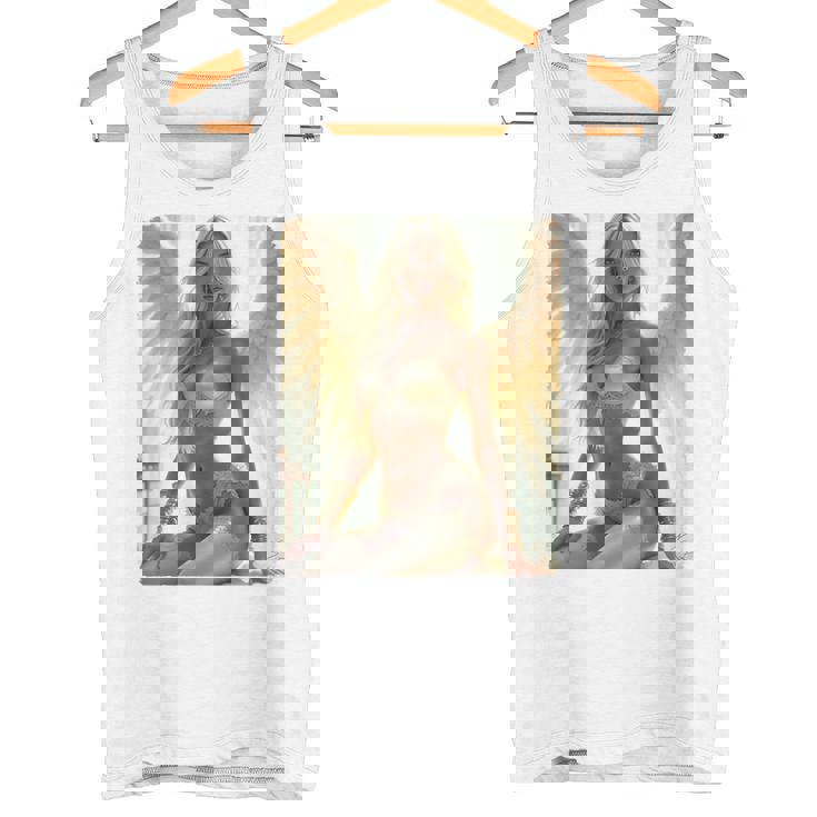 セクシーガールグラフィックtシャツ セクシーシッティングエンジェルピンナップバックプリント タンクトップ