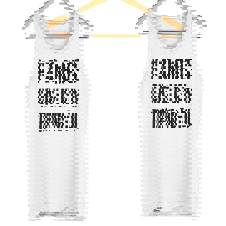 ゾンビに追われたらつまずくよおもしろいハロウィン タンクトップ