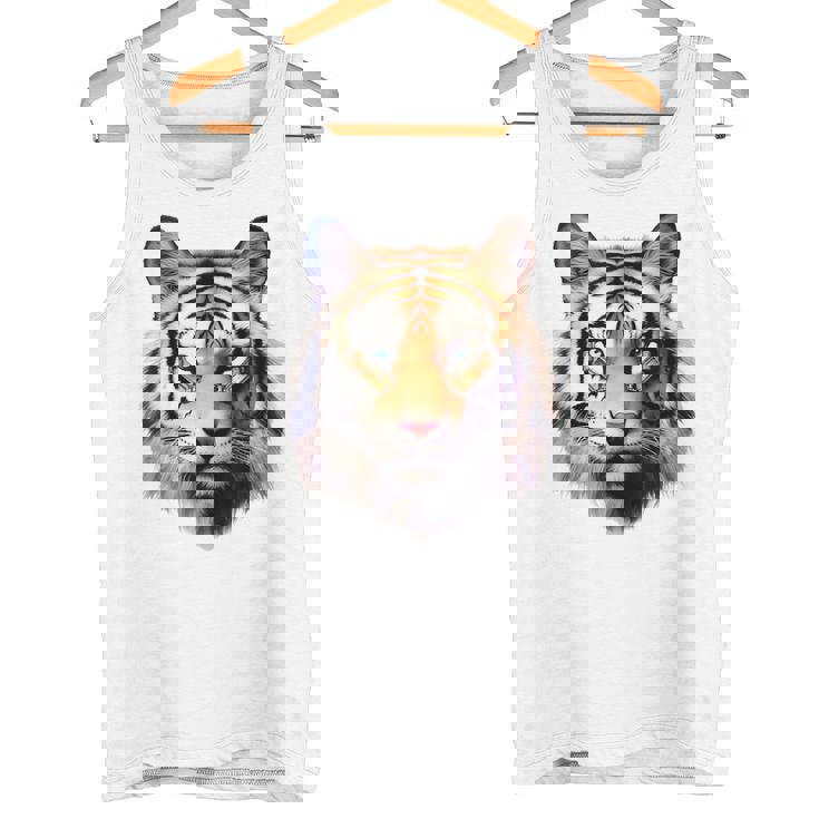 タイガー アニマル プリント グラフィック デッサン アートワーク フェイス トラ タンクトップ