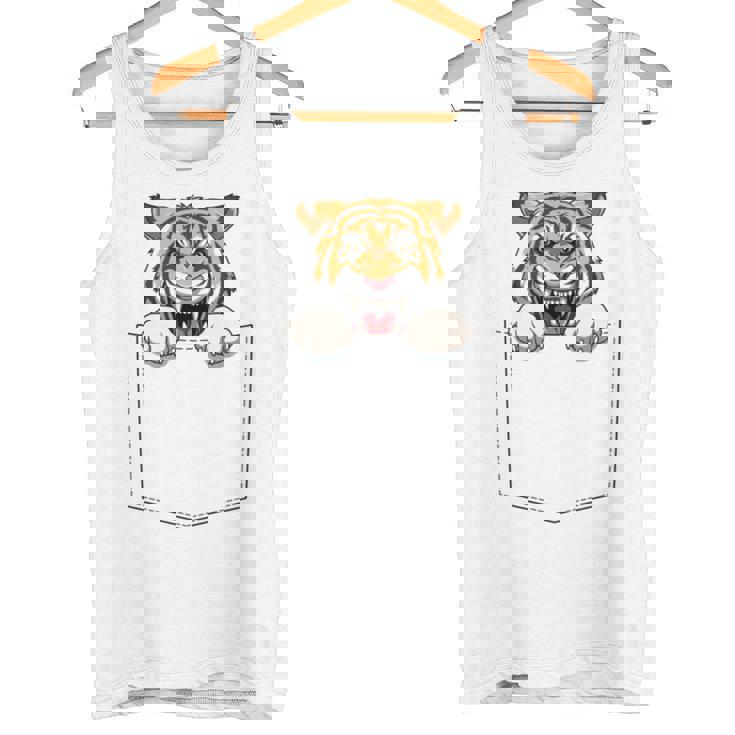 タイガー ポケットに入ったトラ 覗き見虎 長袖tシャツ タンクトップ