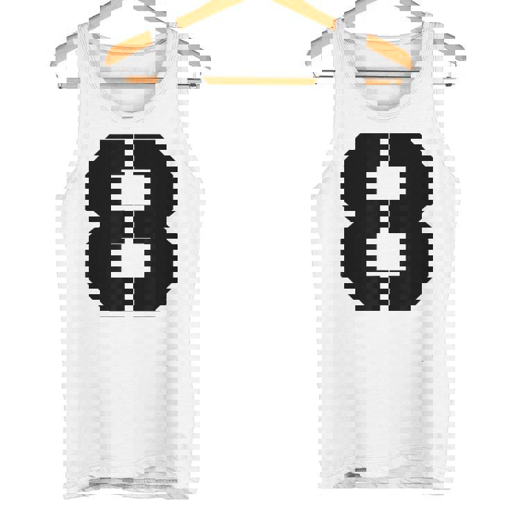 タイポグラフィ 太字 ステンシル 8番 数字 8 タンクトップ