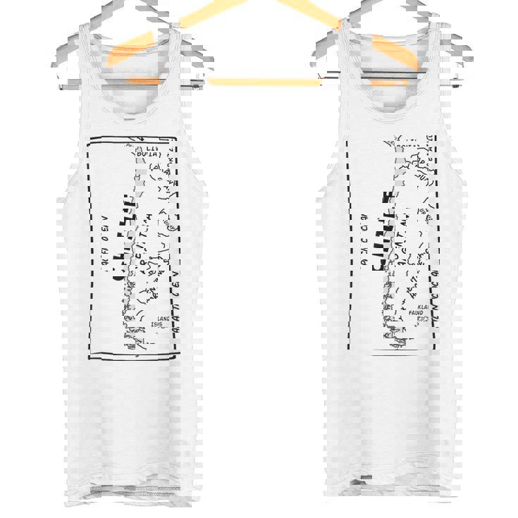 チリと近隣諸国の手描き黒線地図 タンクトップ
