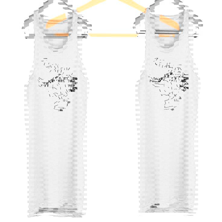 ティラノサウルス 黒線画 タンクトップ