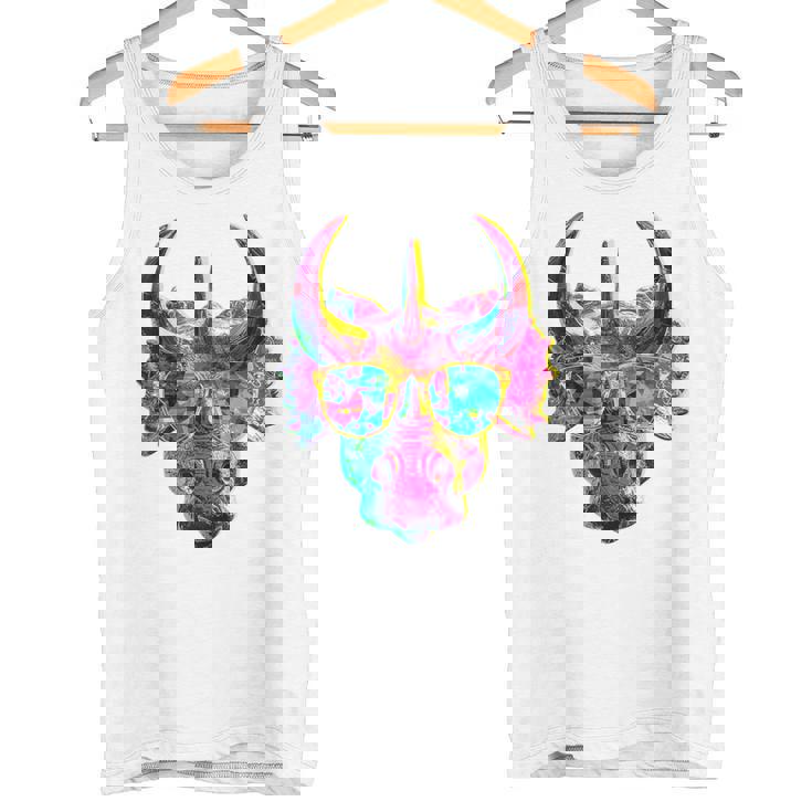 トリケラトプス 恐竜 グラフィック サングラス アートワーク トリケラトプス タンクトップ