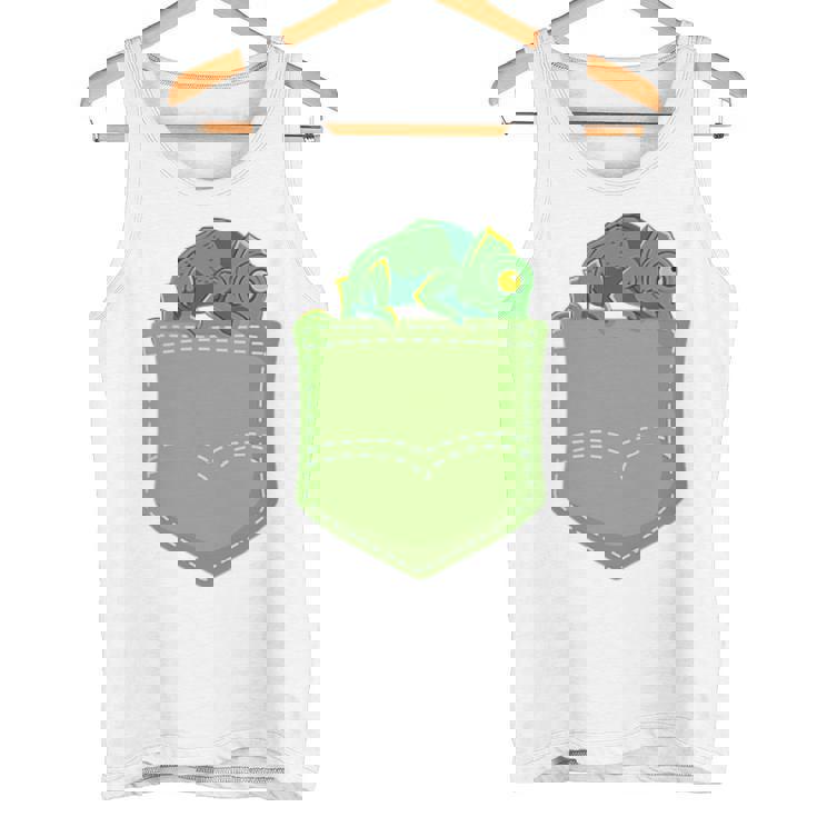 トロピカル アニマル トカゲ 爬虫類ラバー ポケット カメレオン タンクトップ