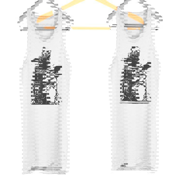 ドラマー ドラムキット クマの演奏 ドラムキット ミュージシャン タンクトップ