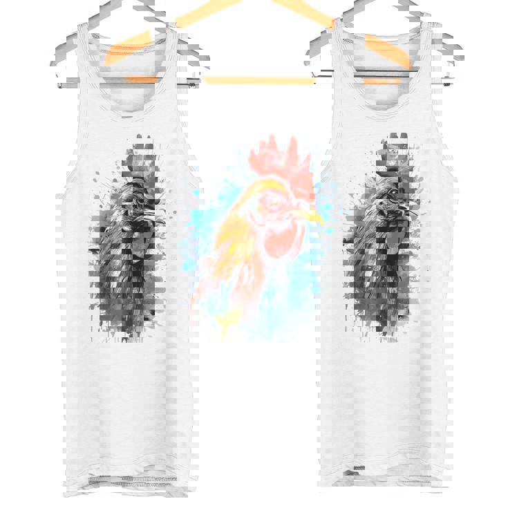 ニワトリ 動物 絵画 グラフィック 抽象 カラフル チキン タンクトップ