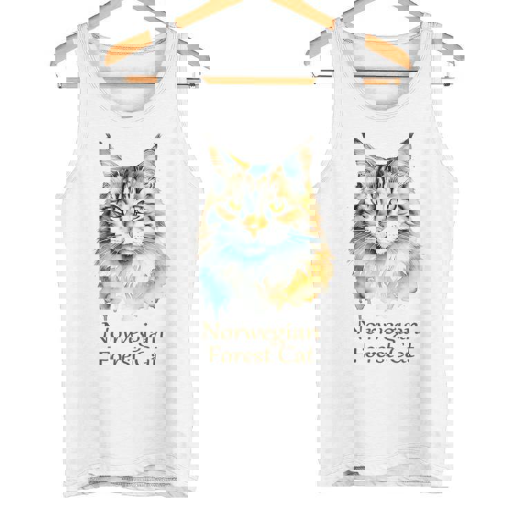 ノルウェージャンフォレストキャット 水彩画ポートレート2 タンクトップ