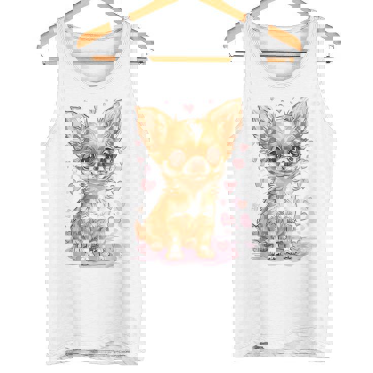 ハートに囲まれた愛らしいチワワ タンクトップ