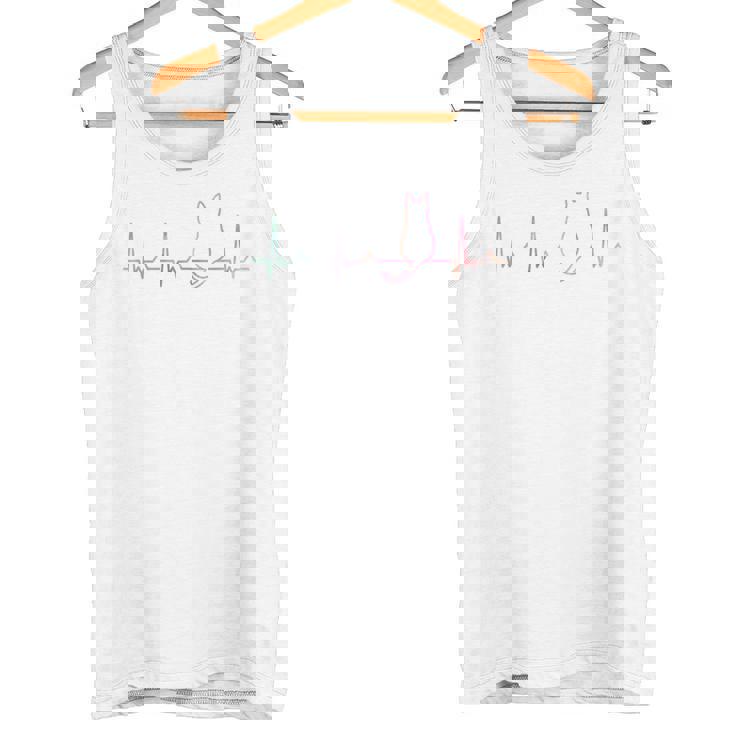 ハートビート 猫好き ねこ好き ネコ好き ハートビート猫 後ろ姿 猫の飼い主 おもしろ 可愛い ネコ 猫 ねこ 長袖tシャツ タンクトップ