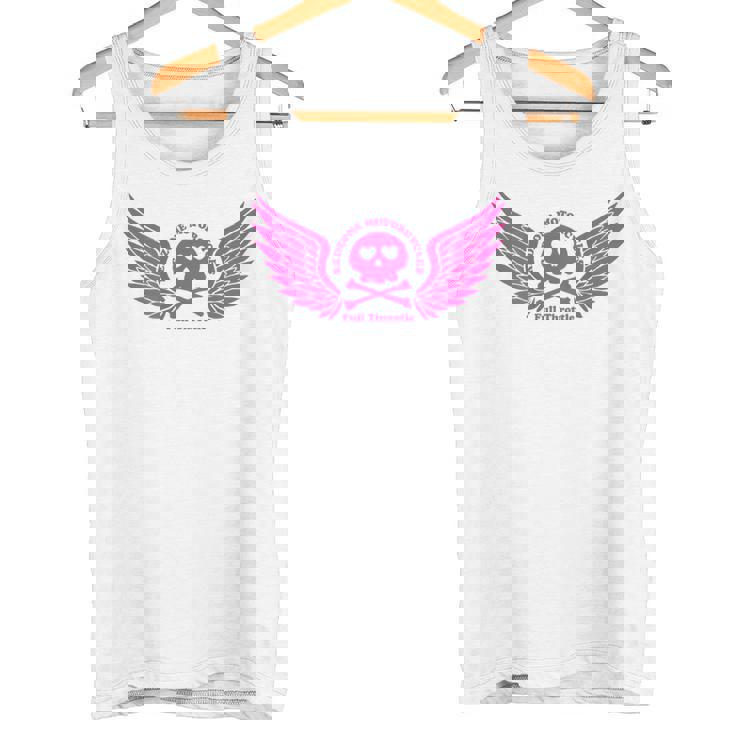 バイク おもしろ ドクロ 可愛い ハート オートバイ 羽ばたく翼 バックプリント 天使 タンクトップ