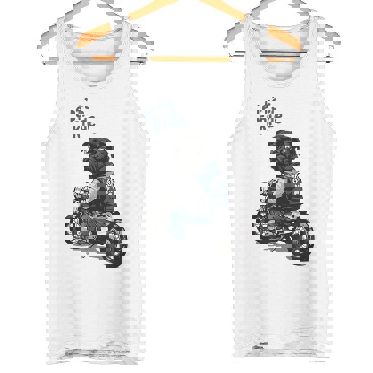 バイクに乗る面白いパグ犬レッツライド タンクトップ