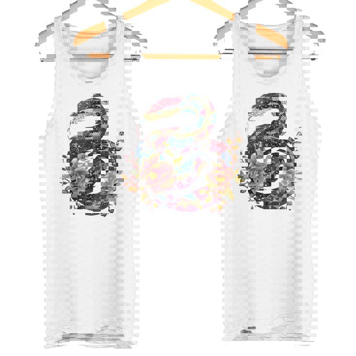 パイソン 蛇 フローラルボール パイソン タトゥーフラワー 蛇好き タンクトップ