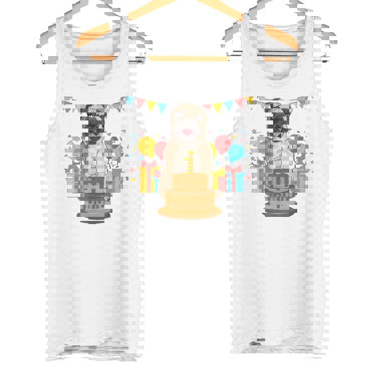 パグ 1歳 誕生日 お祝い ケーキ ペット 動物 犬 オーナー パグ タンクトップ