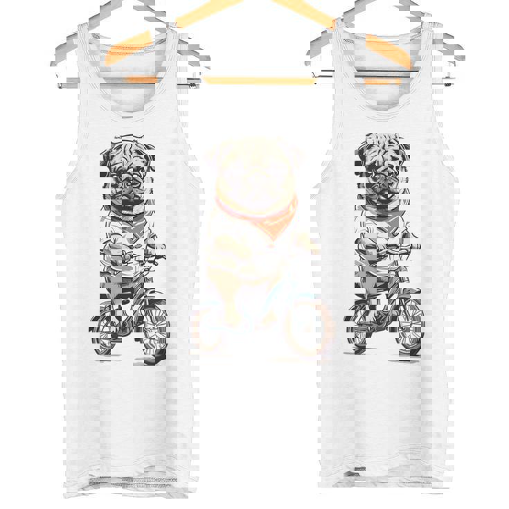 パグ いぬ イラスト パグ好き 犬好き 自転車 かわいい おもしろ レトロ かっこいい タンクトップ