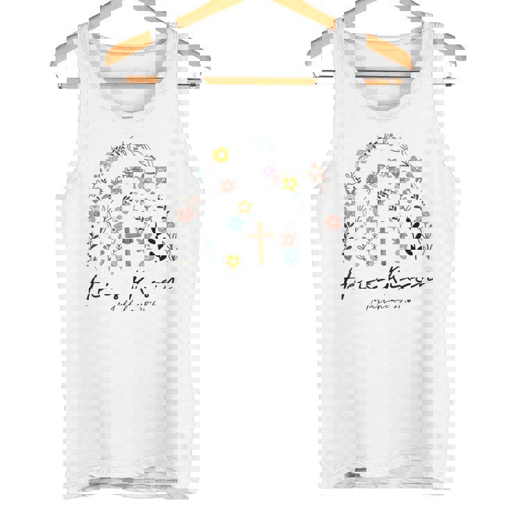 ヒ・イズ・ライゼン・フラワーズ・レインボー・ジーザス タンクトップ